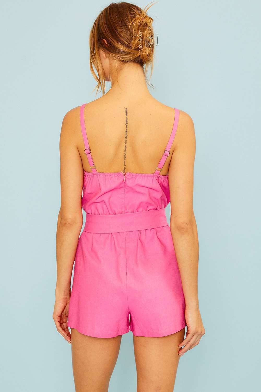 Waist Tie With Belt Cami Utility Romper