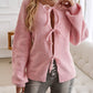 Shes The Cute Bow Detail Sweater Cardigan - Pink