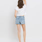 *MID RISE RAW DISTRESSED HEM SHORTS T6390