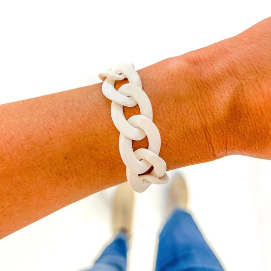 CHUNKY ACRYLIC CHAIN LINK BRACELET - WHITE