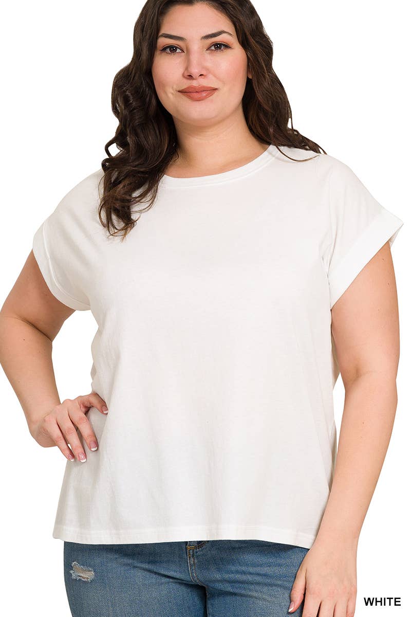 PS Cotton Folded Sleeve T Shirt