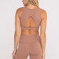 BRONZE - NEWPORT CUTOUT OVERLAY BACK PERFORMACE SPORT BRA - NUDE