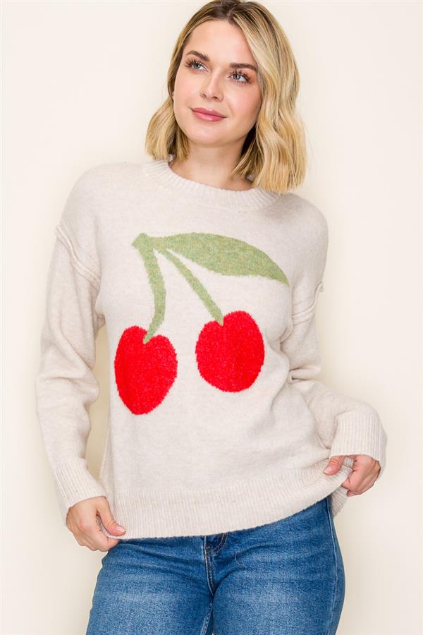 CHERRY SOFT CREW NECK SWEATER