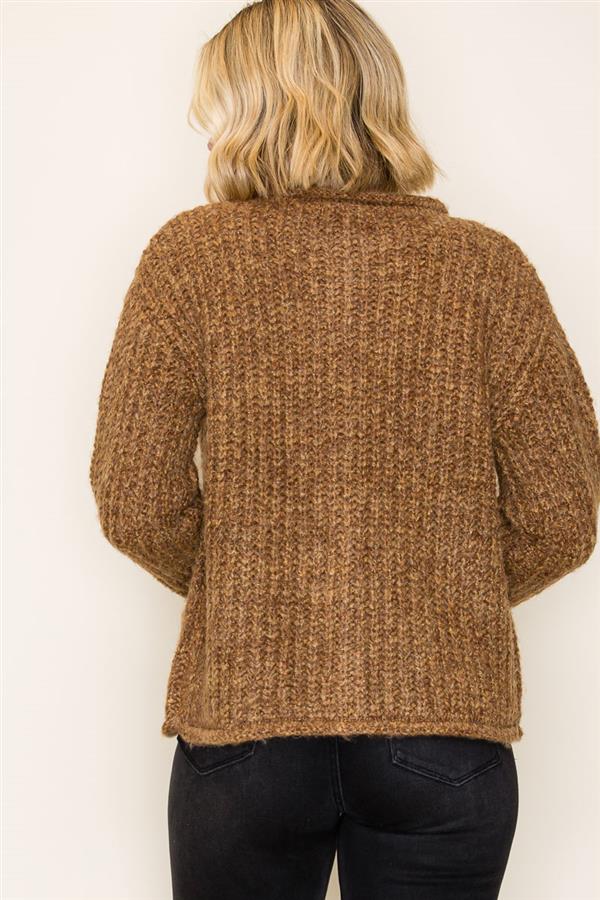 SOFT CHUNKY SWEATER CARDIGAN - COPPER