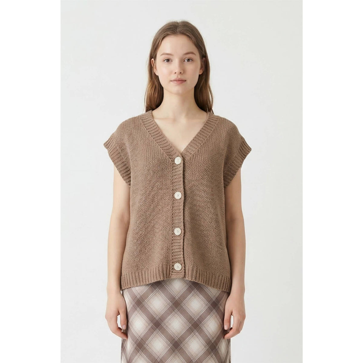 V neck button up sweater vest