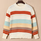 Colorblock Stripe Crew Neck Sweater