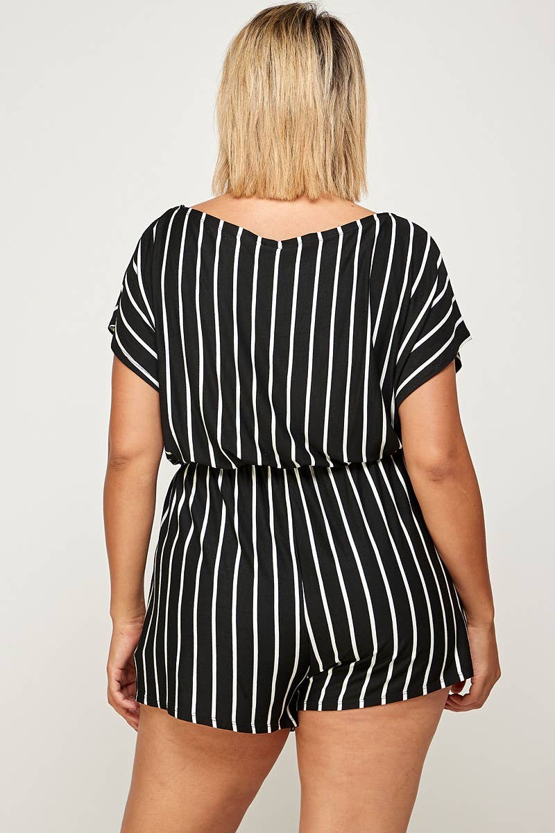 PLUS SIZE STRIPED ROMPER