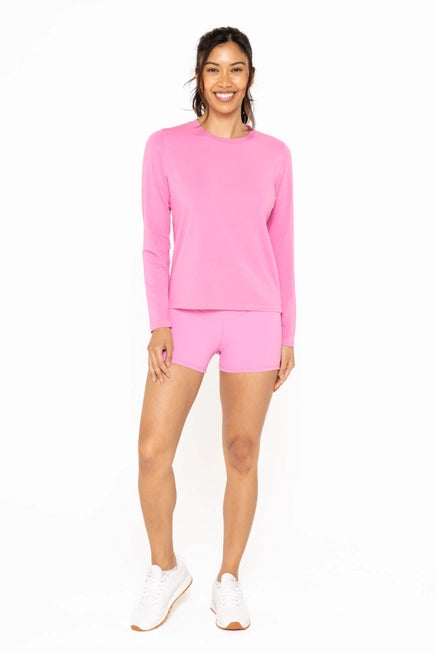 PRIMA COTTON BLEND LONG SLEEVE TEE - FUSCHIA