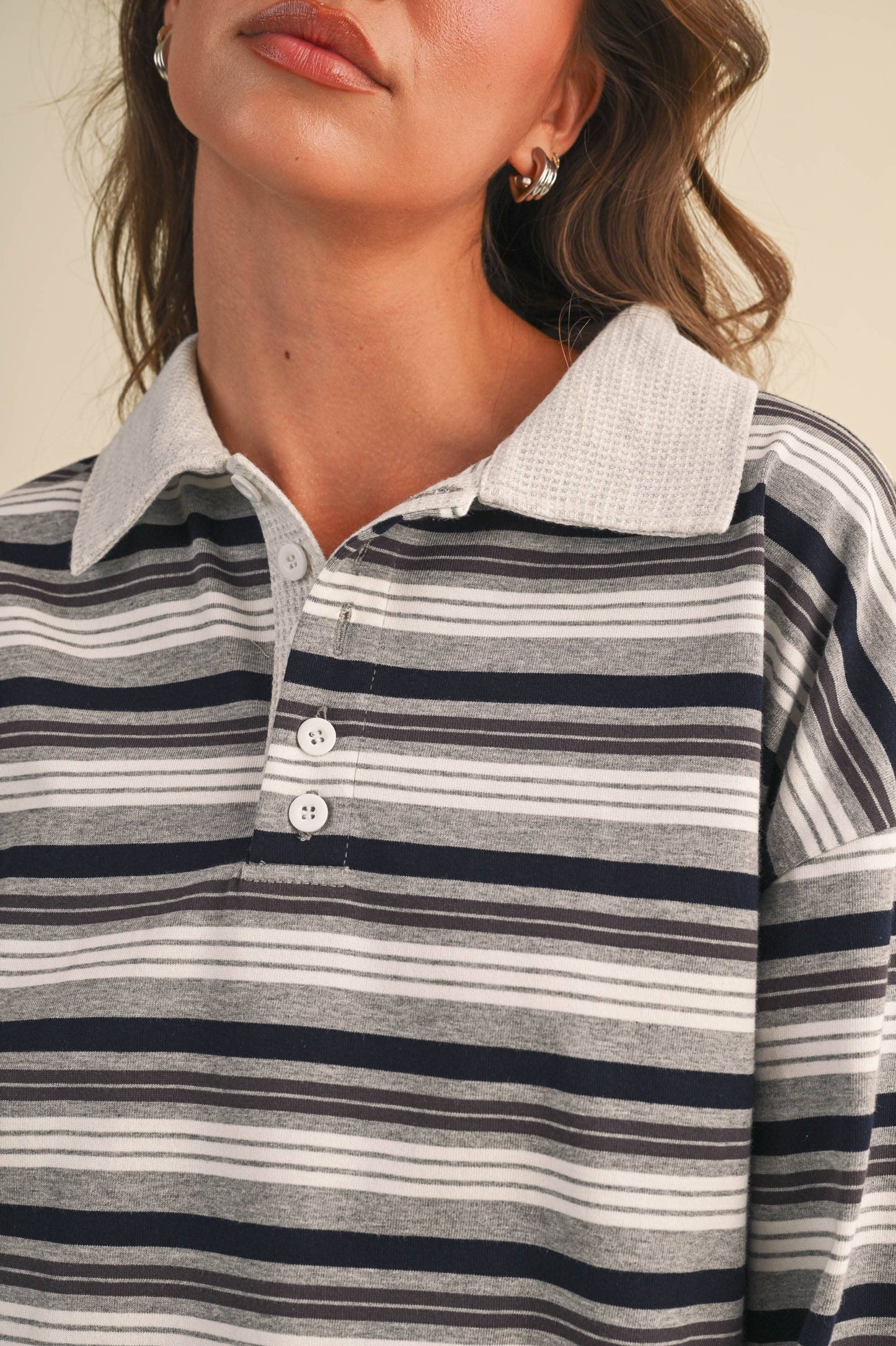 STRIPE OVERSIZED RUGBY SWEATSHIRT AND SHORTS