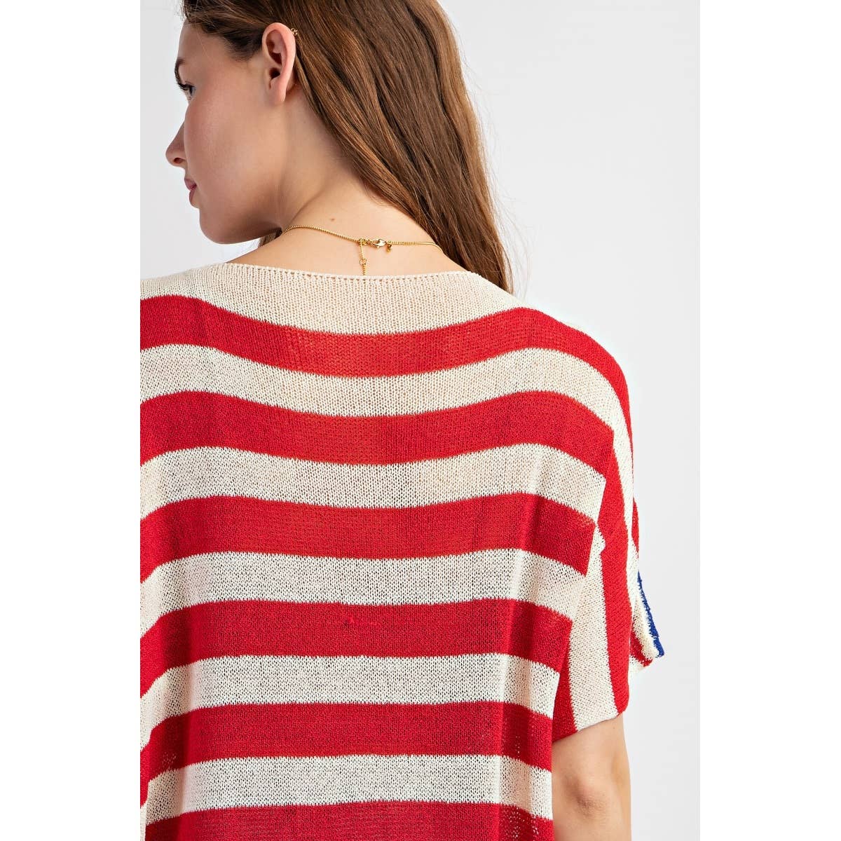 AMERICAN FLAG PRINTS STRIPES SLEEVELESS LIGHT WEIGHT KNITTIN