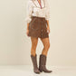 Studded vegan suede mini skirt