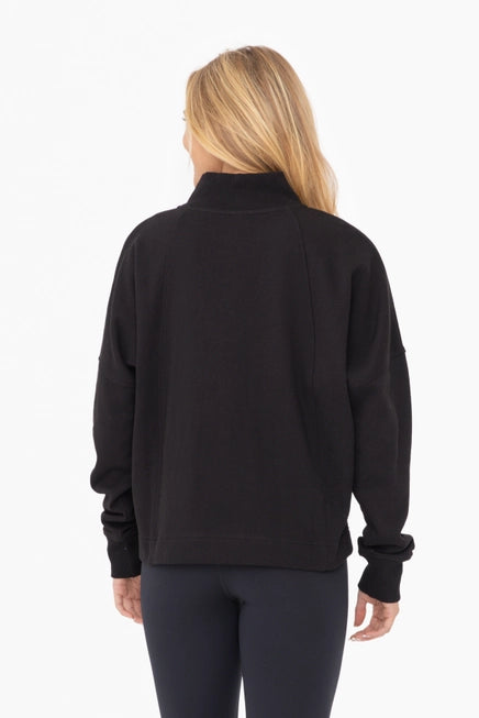 PLUSH HALF-ZIP FLEECE PULLOVER - BLACK