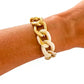 CHUNKY ACRYLIC  AND GOLD CHAIN LINK BRACELET - CREAM