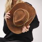 Distressed Fabric Band Rustic Cowgirl Fedora Hat