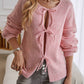 Shes The Cute Bow Detail Sweater Cardigan - Pink