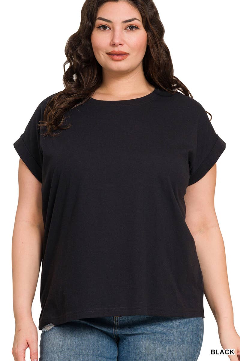 PS Cotton Folded Sleeve T Shirt