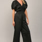 SMOCKED DETAIL OPEN TIE BACK JUMPSUIT