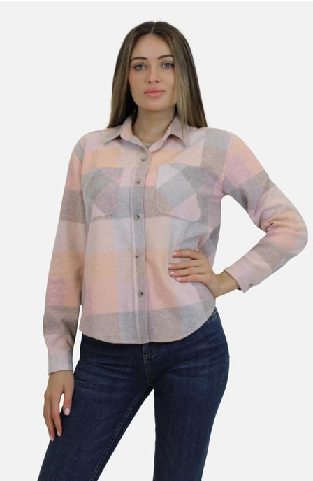 TOBEY PLAID FLANNEL - QUARTZ CORAL