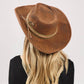 Distressed Fabric Band Rustic Cowgirl Fedora Hat