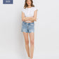 PLUS SIZE MID RISE RAW DISTRESSED HEM SHORTS