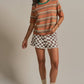 Striped Knit Ringer Tee W Crew Neck