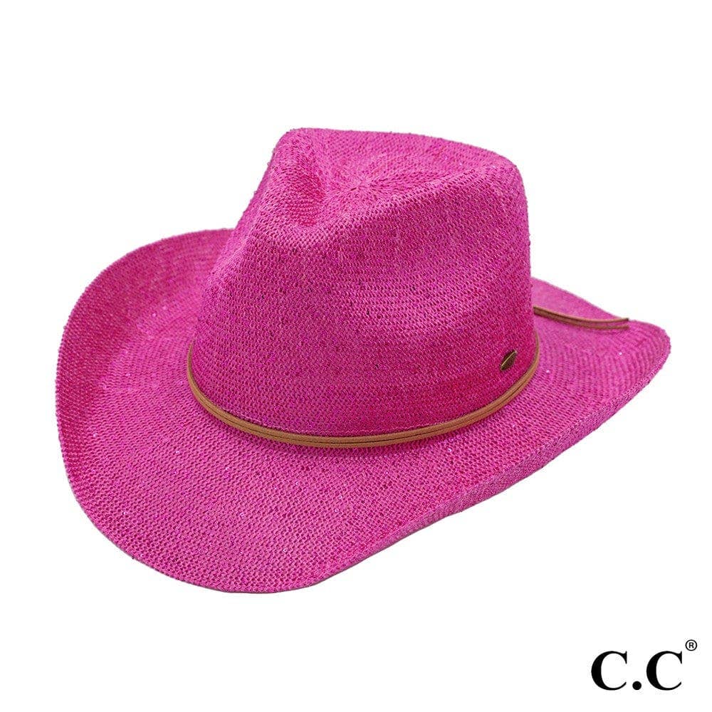 C.C Brand Sequin detailing Cowboy hat with suede trim