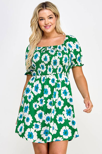 Plus Size Smocked Babydoll Dress - SS2440P-D