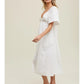 WHITE POPLIN COTTON MIDI DRESS WITH FRONT TWIST