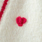 Heart Pattern Contrast Trim Knit Cardigan