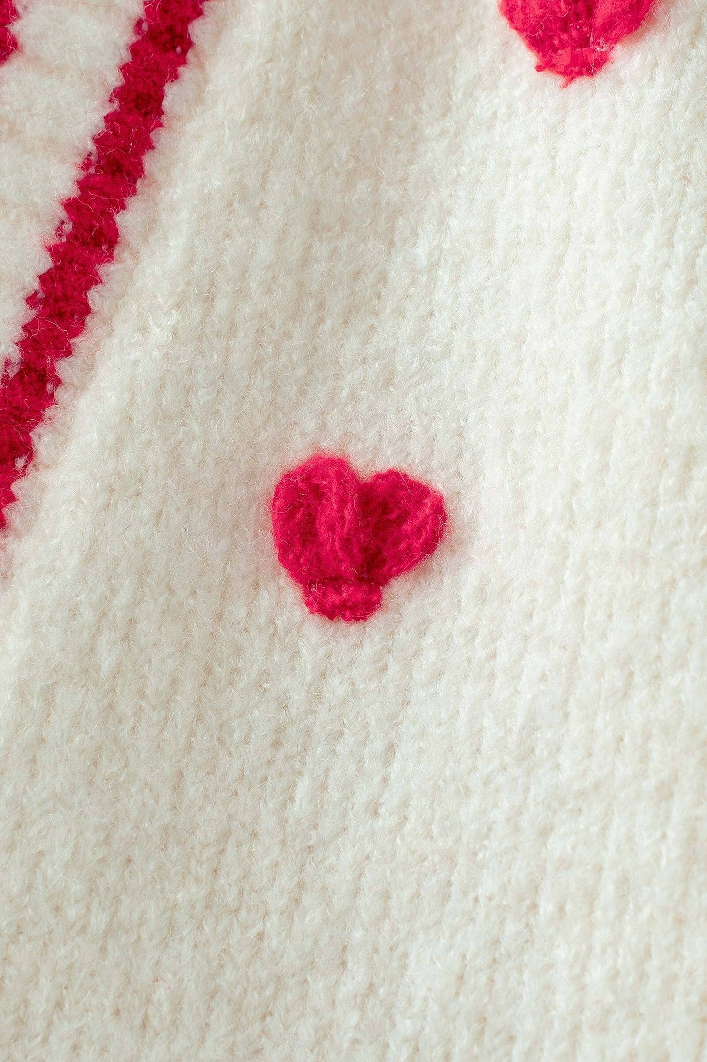 Heart Pattern Contrast Trim Knit Cardigan
