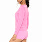 PRIMA COTTON BLEND LONG SLEEVE TEE - FUSCHIA