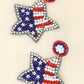 Jeweled Patriotic Star Shaped Beaded Earrings