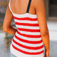 Women Stars and Stripes Print Flag Knitted Tank Top