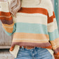 Colorblock Stripe Crew Neck Sweater