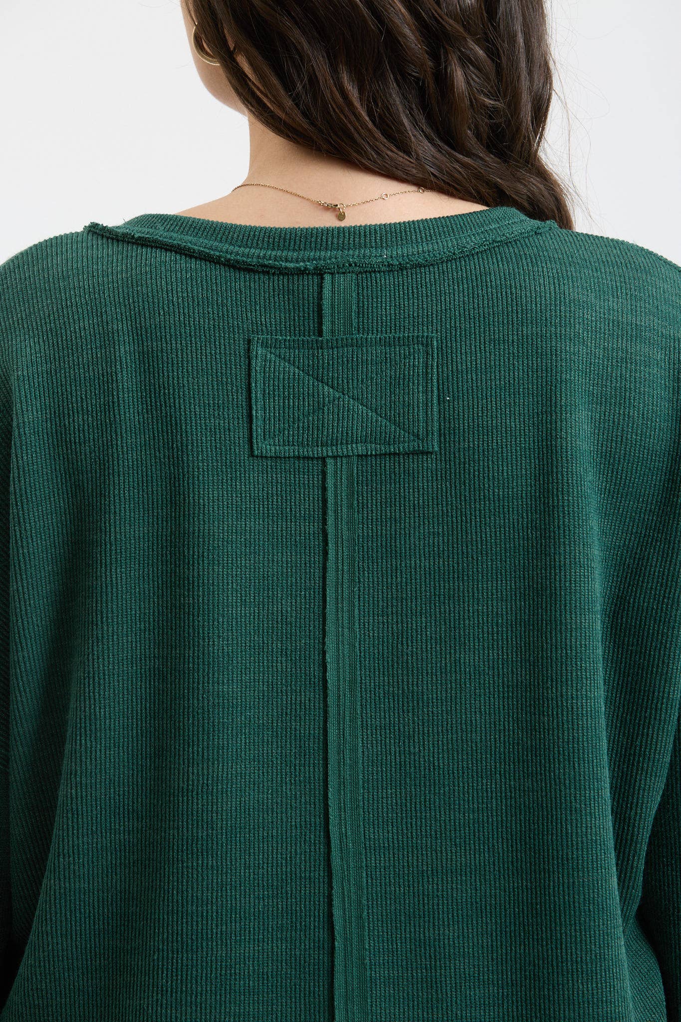 PLUS SOLID NOTCH NECK KNIT TOP - FOREST GREEN