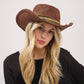 Distressed Fabric Band Cowgirl Fedora Hat