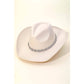 Ivory Flower Rhinestone Chain Strap Cowboy Hat