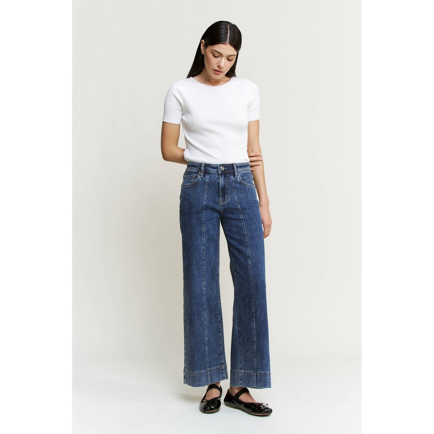 HIGH RISE FRONT SEAM WIDE LEG