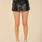 Vegan Leather Cargo Skort - Black