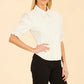 *Faux Leather Elastic Cuff Top - White