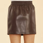 Vegan Leather Mini Skirt - Coffee