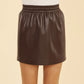 Vegan Leather Mini Skirt - Coffee