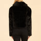 Faux Fur Pearl Button Jacket - Black