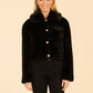 Faux Fur Pearl Button Jacket - Black