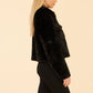 Faux Fur Pearl Button Jacket - Black