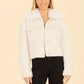 Faux Fur Pearl Button Jacket - Cream