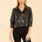 *Vegan Leather 3/4 Sleeve Jacket - Black