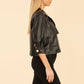 *Vegan Leather 3/4 Sleeve Jacket - Black