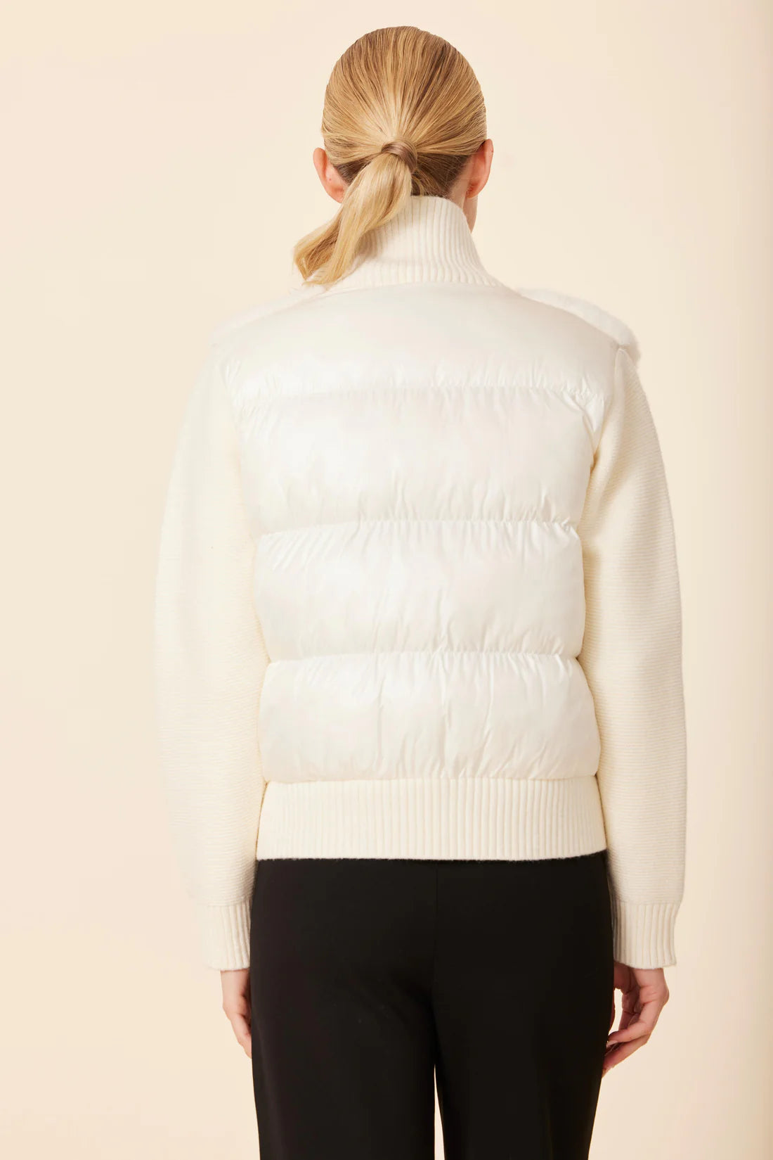 Faux Fur Vegan Leather Trim, Nylon Puff Back Jacket