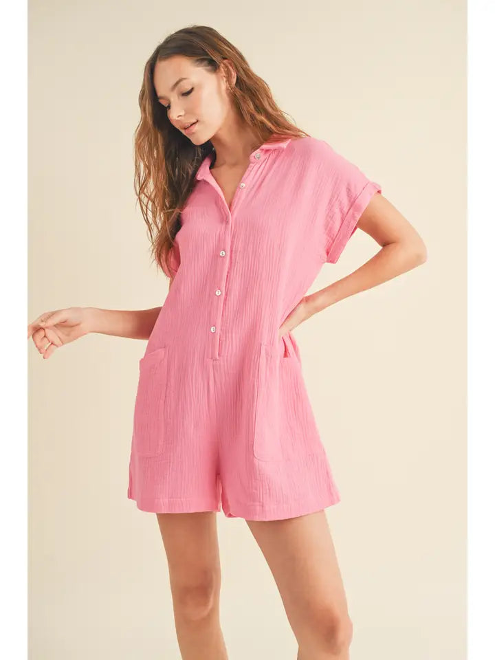 *HIBISCUS BUTTON UP ROMPER